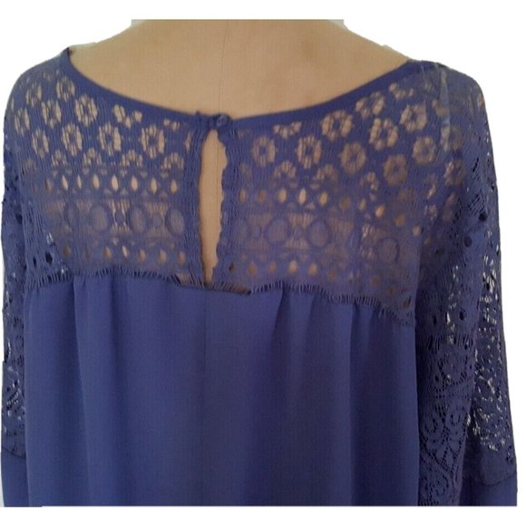 Reitmans lace blue long tunic top blouse shirt V neck front plus size 22 - Picture 4 of 10